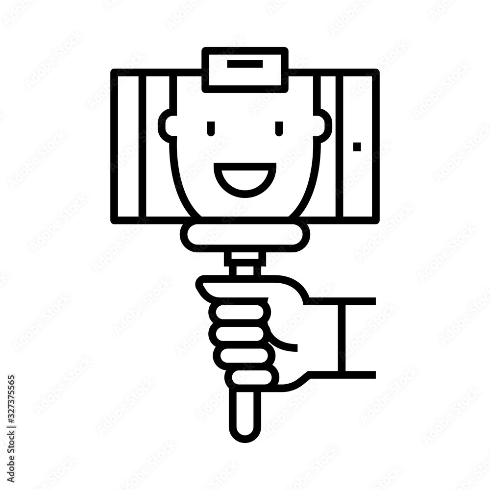 Selfie line icon, concept sign, outline vector illustration, linear symbol. Selfie line icon, concept sign, outline vector illustration, linear symbol.