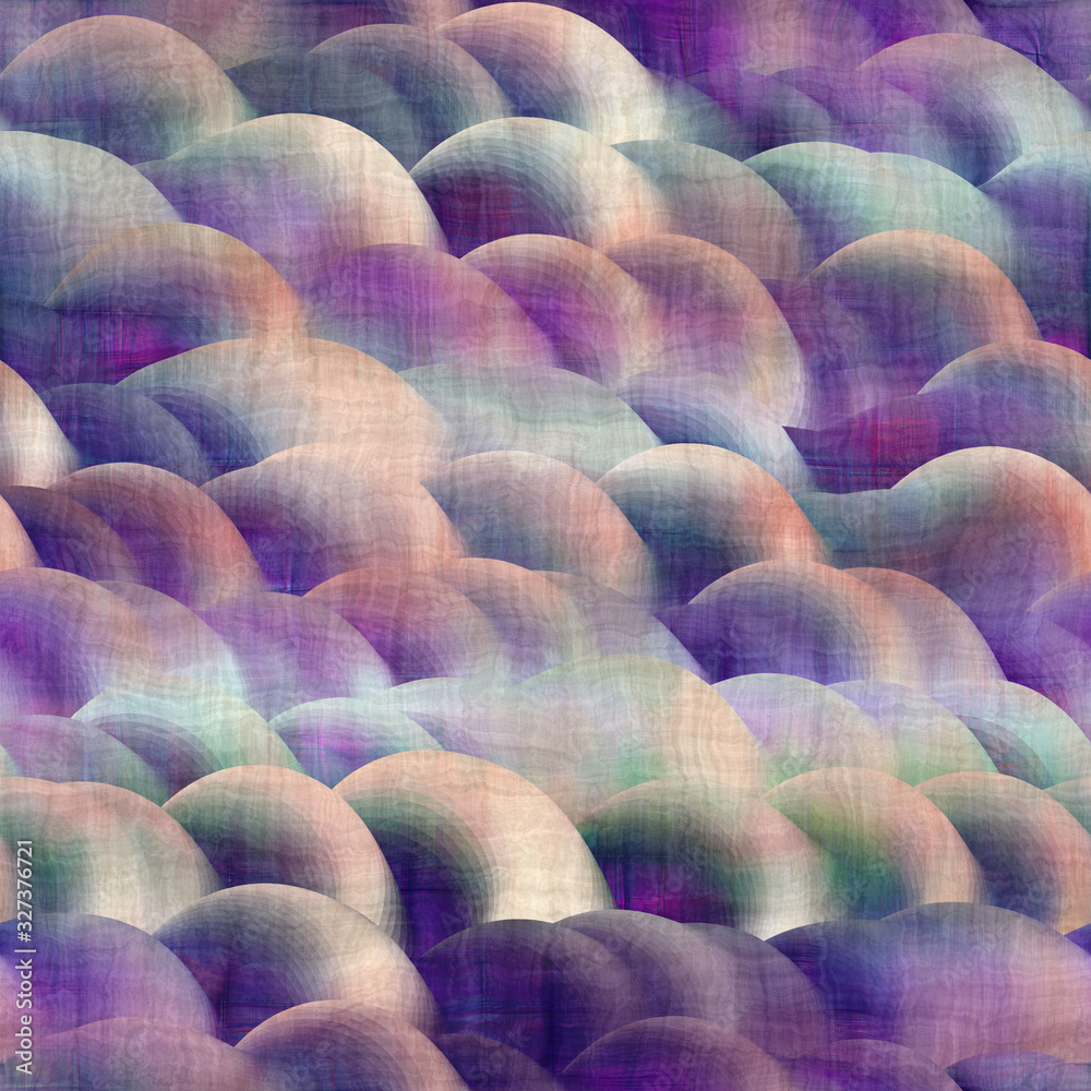 Fototapeta premium Seamless purple and peach ombre fade painterly watercolor wash strange bumps pattern graphic design. Seamless repeat raster jpg pattern swatch.