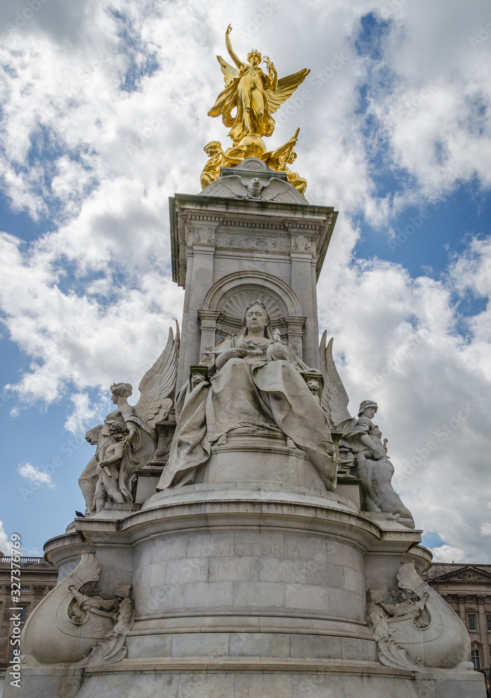 Queen Victorial Memorial statue in front of Buckhingham Palace in London United Kingdom UK
