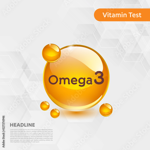Omega3  icon collection Vector illustration golden drop