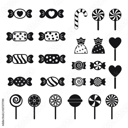 Candy and lollipop icon, vector set on white background