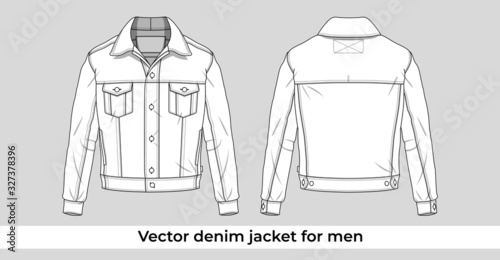 Vector denim jacket template for men