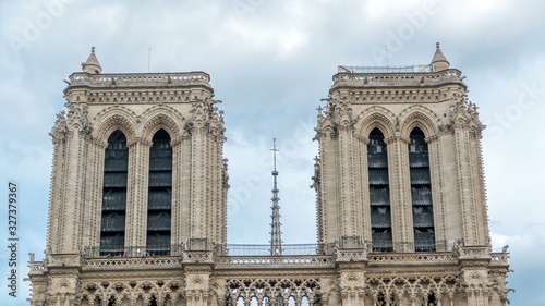 Top of Notre-Dame de Paris timelapse, a medieval Catholic cathedral on the Cite Island in Paris, France