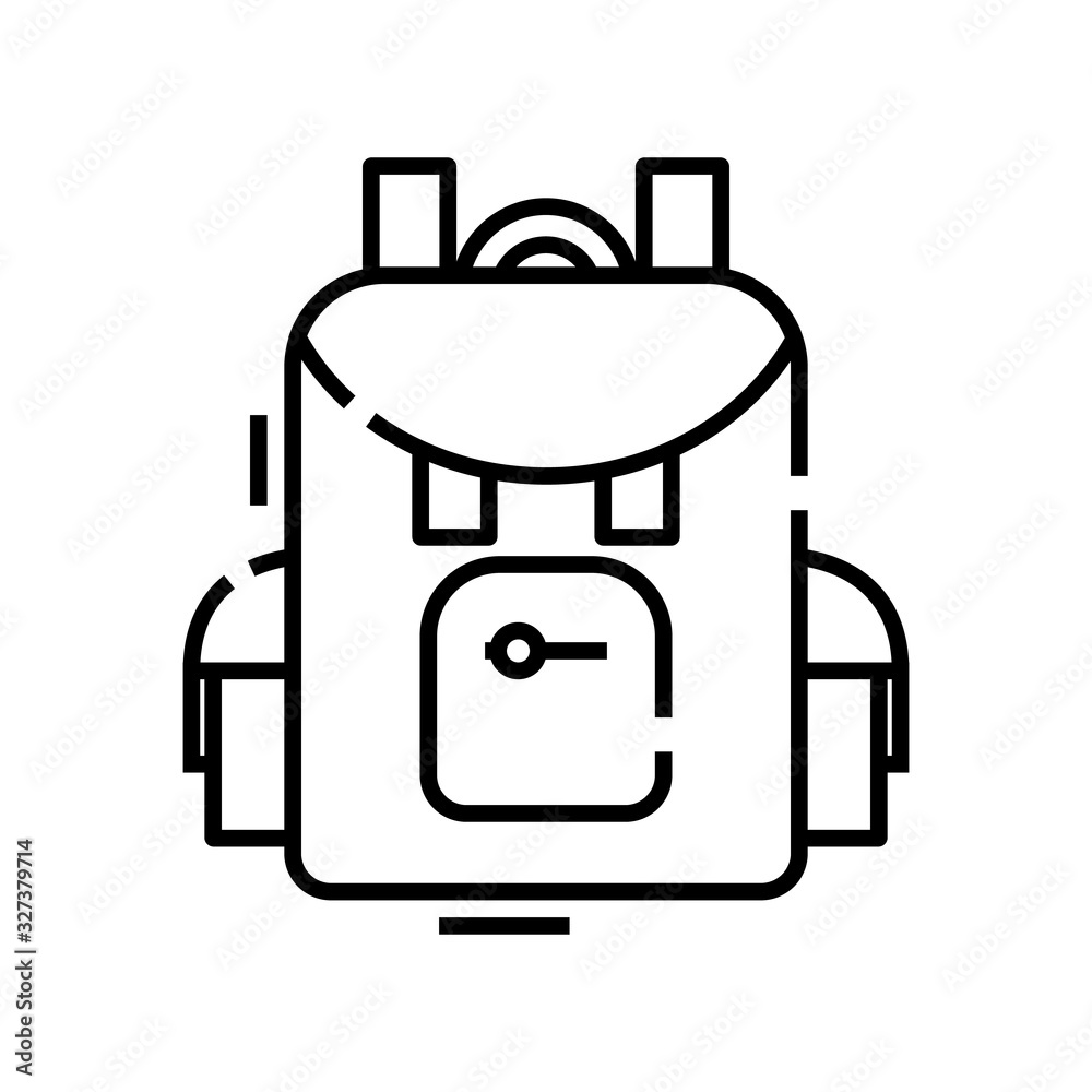 School bag line icon, concept sign, outline vector illustration, linear symbol. School bag line icon, concept sign, outline vector illustration, linear symbol.