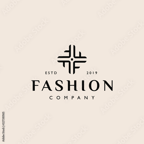 elegant f letter ornament logo icon vintage