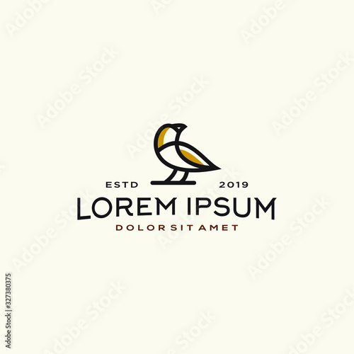 bird logo icon illustration design. Vector linear illustration of funny Finch bird Logo icon design template. Abstract concept for business