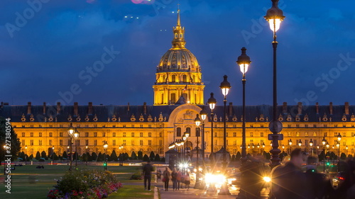 Les Invalides day to night timelapse in Paris, France