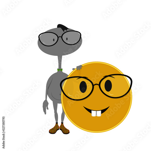 Emoticon emoji nerd con occhiali con omino stilizzato