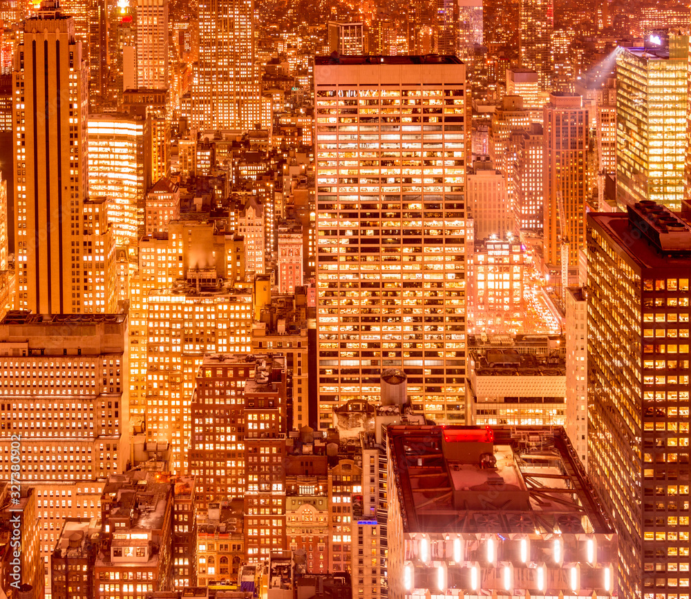 Night view of New York Manhattan during sunset Night view of New York Manhattan during sunset