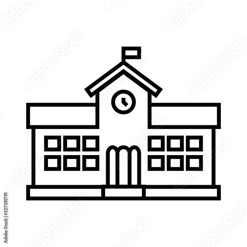 School building line icon, concept sign, outline vector illustration, linear symbol.