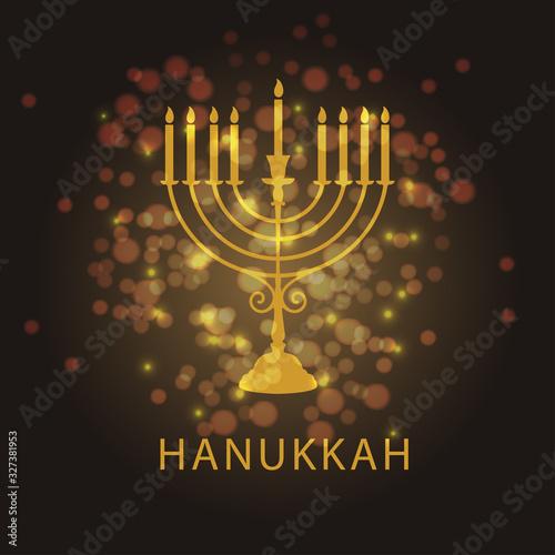 Happy Hanukkah typography vector design for greeting cards and poster design template celebration. Calligraphic handmade lettering. Hanukkah beautiful inscription. Vector illustration.