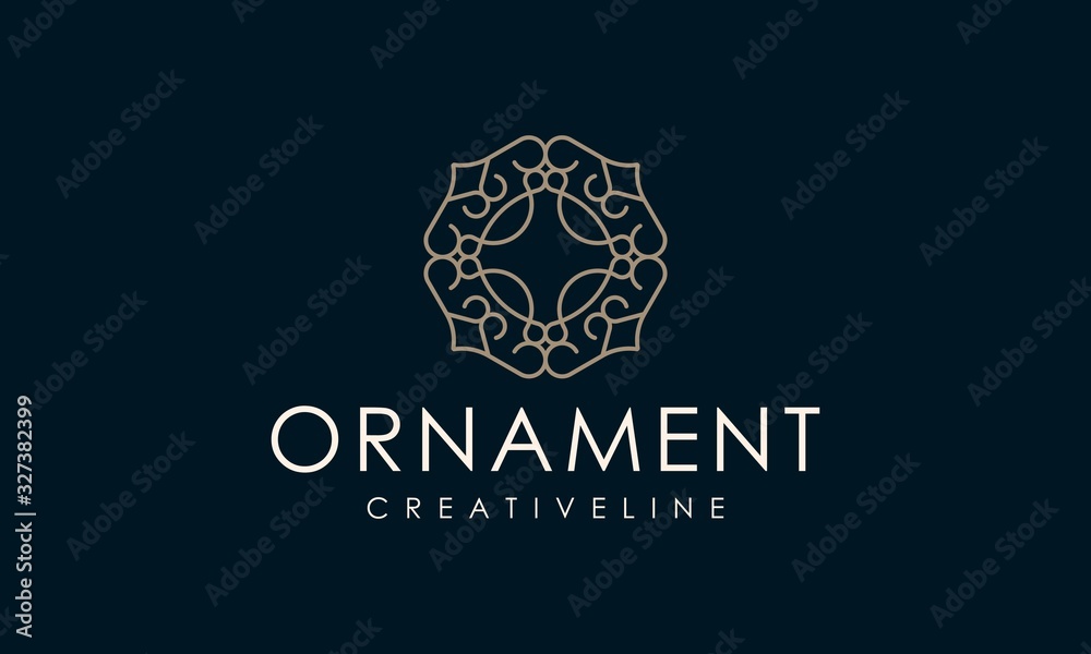 luxury, elegant flower ornament line logo luxury, elegant flower ornament line logo