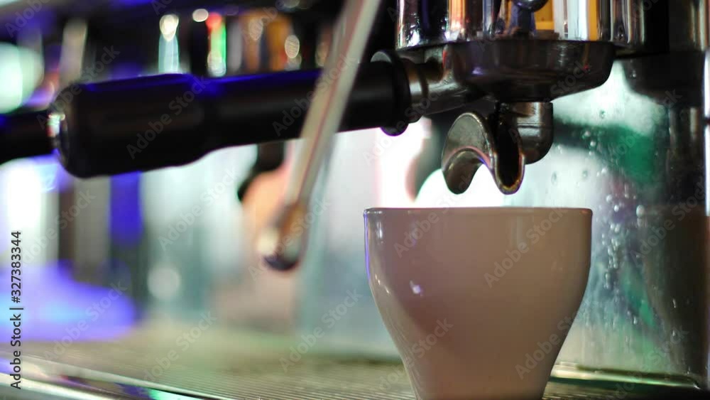 10 footages in 1. Pouring coffee and beer in restaurant. Close up.