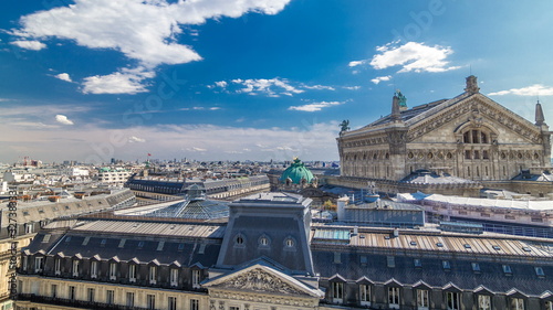 Top view of Palais or Opera Garnier The National Academy of Music timelapse in Paris, France. photo