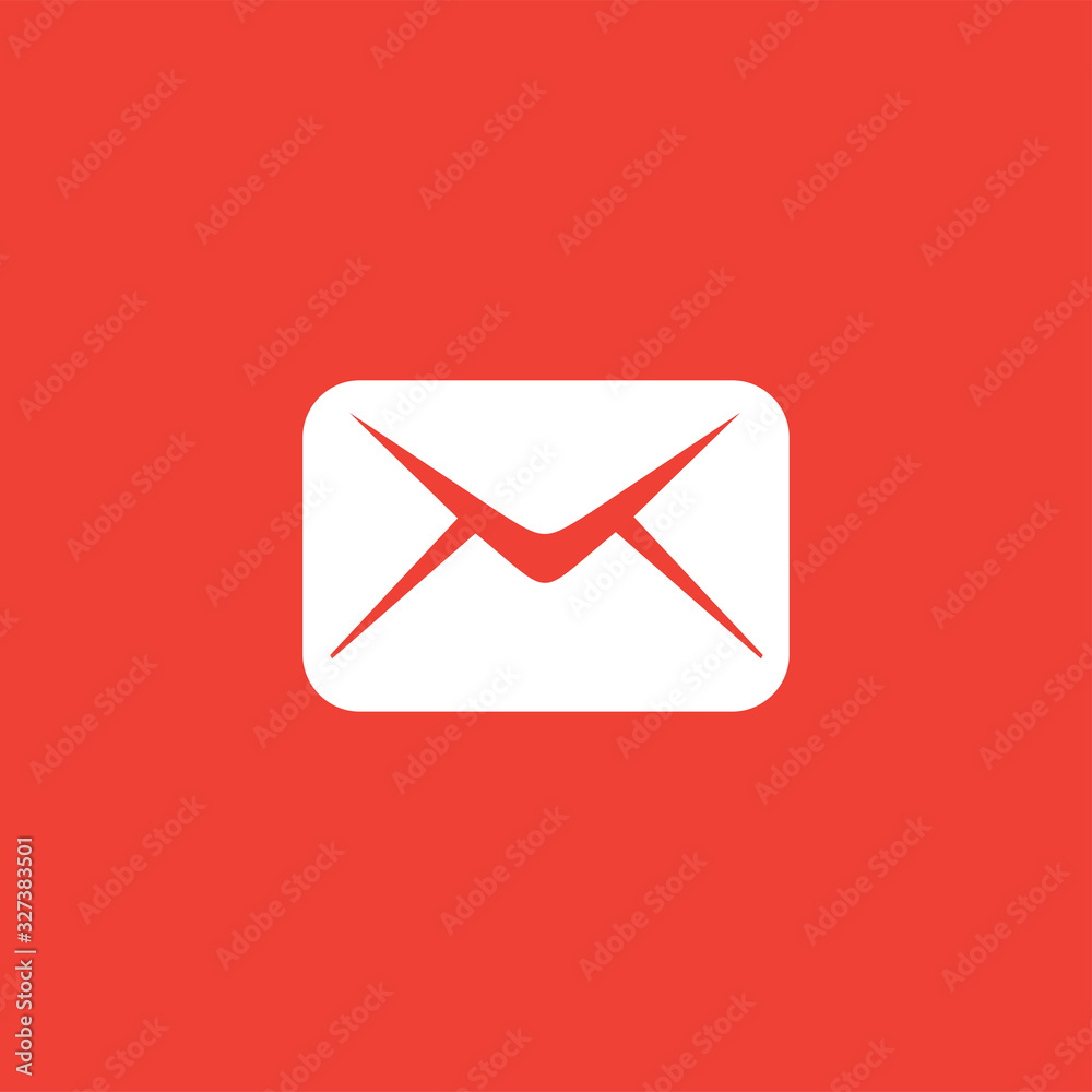 Email Icon On Red Background. Red Flat Style Vector Illustration Email Icon On Red Background. Red Flat Style Vector Illustration
