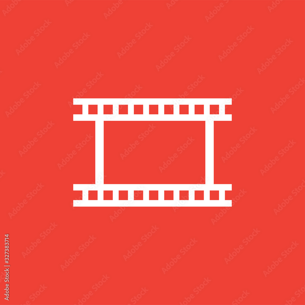 Film Strip Icon On Red Background. Red Flat Style Vector Illustration Film Strip Icon On Red Background. Red Flat Style Vector Illustration