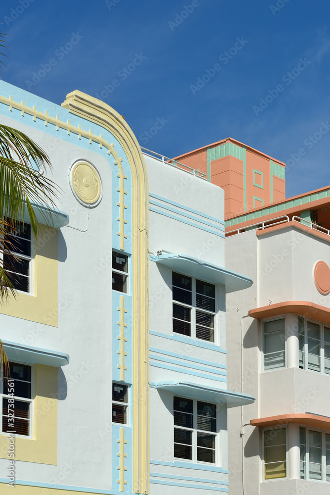 Naklejka premium Art Deco Facades in Miami Beach, Florida