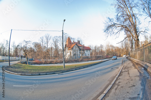 RUSSIA, SAINT PETERSBURG - FEBRUARY 26, 2014: landscape view of the old classic mansion in Krestovsky island photo