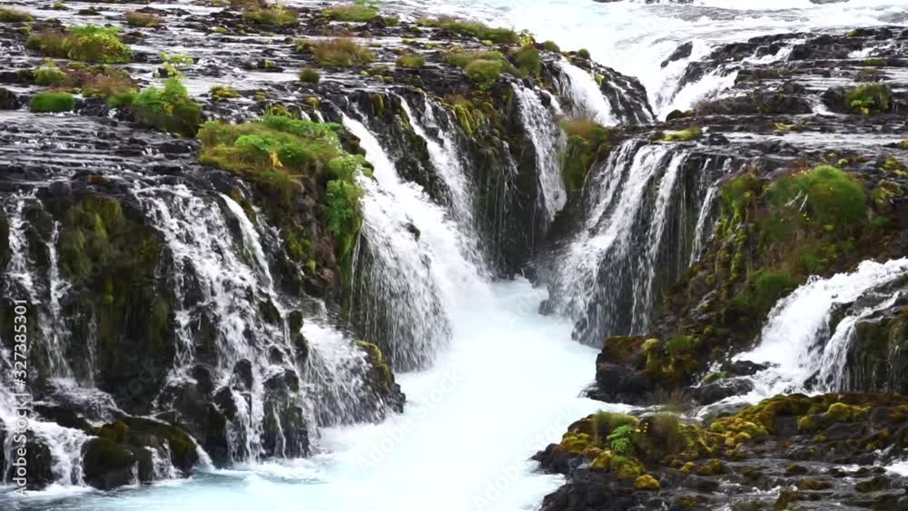 Bruarfoss Waterfall, Iceland. Beautiful and colorful waterfall in the golden circle in south Iceland