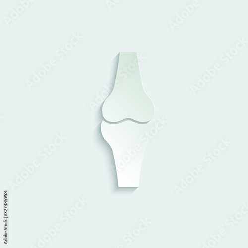 paper Knee bones icon.  human knee joint
