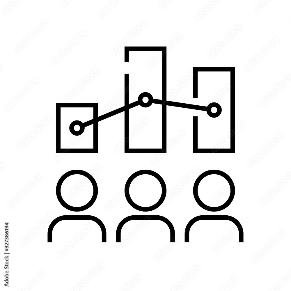 Shareholders charts line icon, concept sign, outline vector illustration, linear symbol. Shareholders charts line icon, concept sign, outline vector illustration, linear symbol.