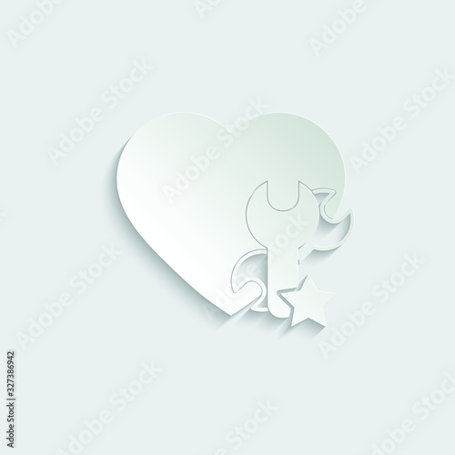 paper Heart repair icon. Heart surgery icon vector