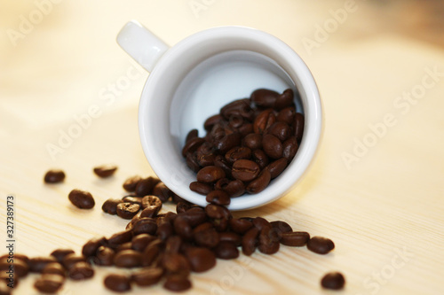 Macro shot of roasted coffee beans