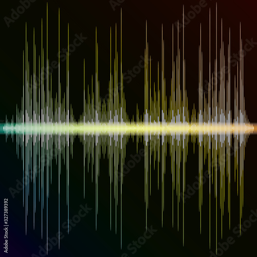 Pulse music player. Audio colorful wave logo. Color equalizer element. Isolated design symbol. Jpeg illustration