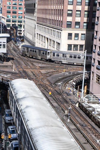 Commuter subway train in the city