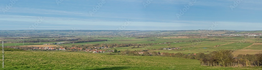 Panoramic view over english rural countryside landscape