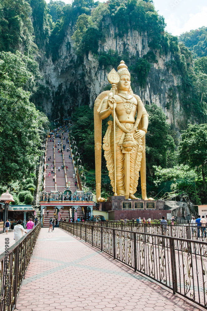 entrance batu caves malaysia kuala lumpur with Skanda murugan statue