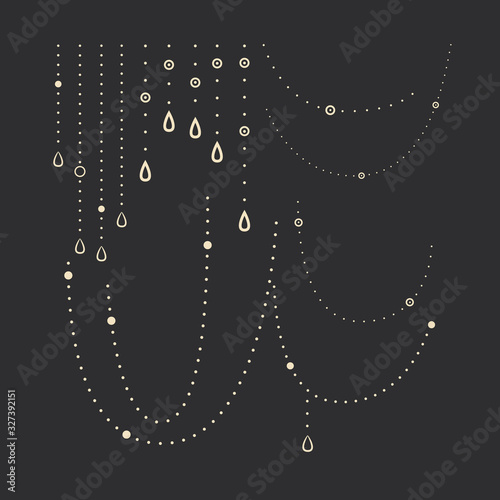 Vector illustration set of moon phases. Different stages of moonlight activity in vintage engraving style. Zodiac Signs