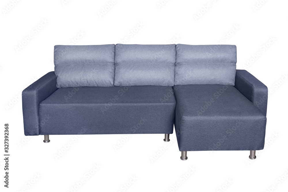 Obraz premium front view blue sofa furniture isolated on white background