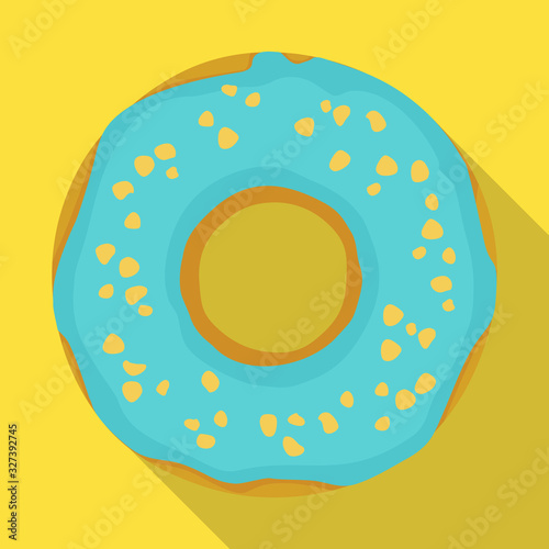 Blue doughnut vector icon.Flat vector icon isolated on white background blue doughnut.