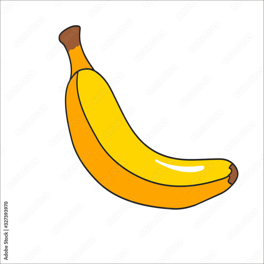 Banana icon simple sign isolated on white background. The banana is yellow, ripe. Banana icon trendy and modern symbol for graphic and web design. Banana icon flat vector illustration for logo, web.