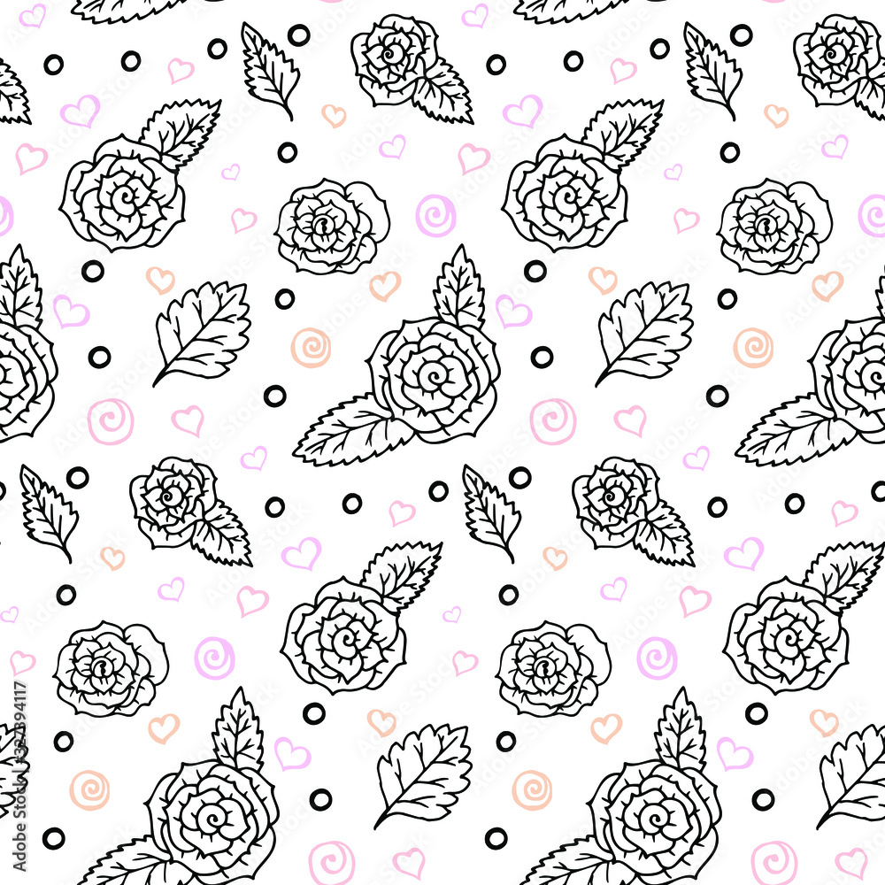 Cute roses vector pattern heart Cute roses vector pattern heart