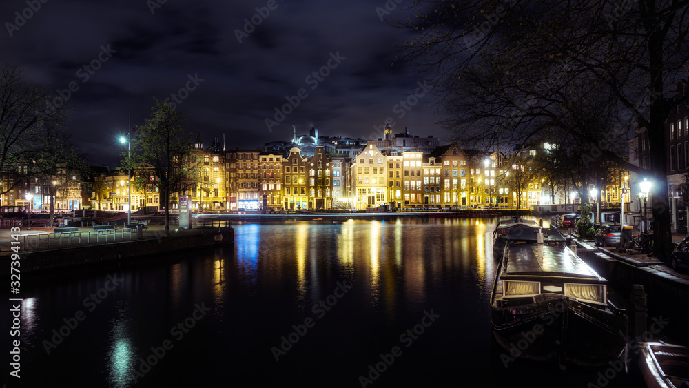 Amsterdam Night lights in canals