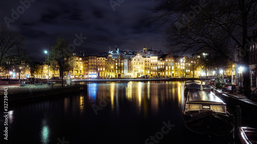 Amsterdam Night lights in canals