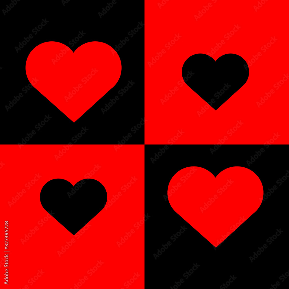 Hearts on the background.Red and black hearts.Love.Flat.Vector illustration Hearts on the background.Red and black hearts.Love.Flat.Vector illustration