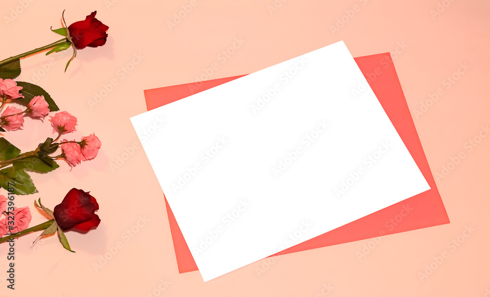 flowers on flat lay with pink and white paper flowers on flat lay with pink and white paper
