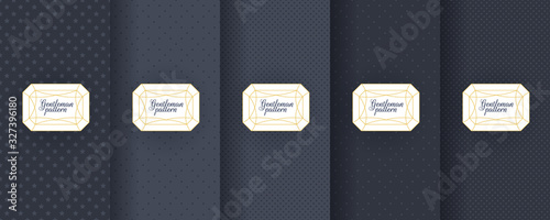 Set of dark vintage seamless backgrounds for usa packaging design. Geometric pattern in black. Suitable for premium boxes of cosmetics, wine, jewelry. Elegant vector ornament set. Fabric print.