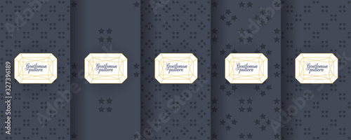 Set of dark vintage seamless backgrounds for usa packaging design. Geometric pattern in black. Suitable for premium boxes of cosmetics, wine, jewelry. Elegant vector ornament set. Fabric print.