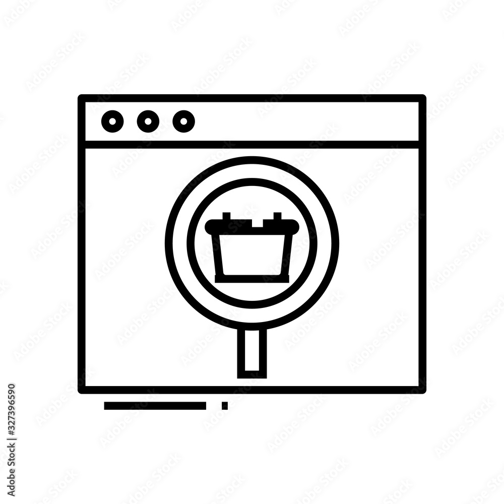 Searching goods line icon, concept sign, outline vector illustration, linear symbol. Searching goods line icon, concept sign, outline vector illustration, linear symbol.