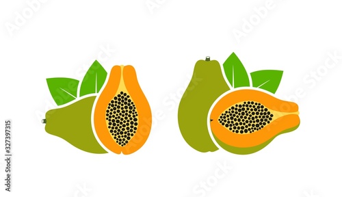 Papaya logo. Isolated papaya on white background