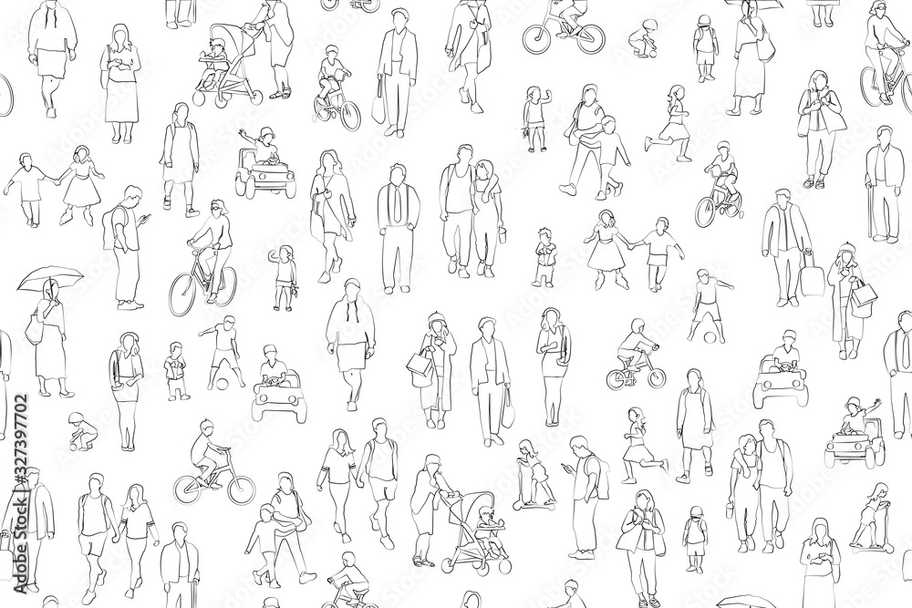 Crowd of people vector illustration . Group of male and female adult and children on white background Crowd of people vector illustration . Group of male and female adult and children on white background