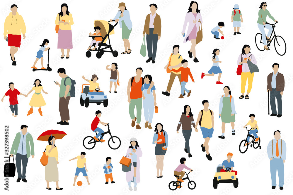 custom made wallpaper toronto digitalMany people vector illustration, seamless pattern of cartoon characters