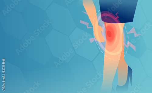 Vector of a woman with knee pain