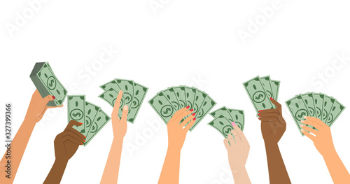 People hands holding money. Business concept.