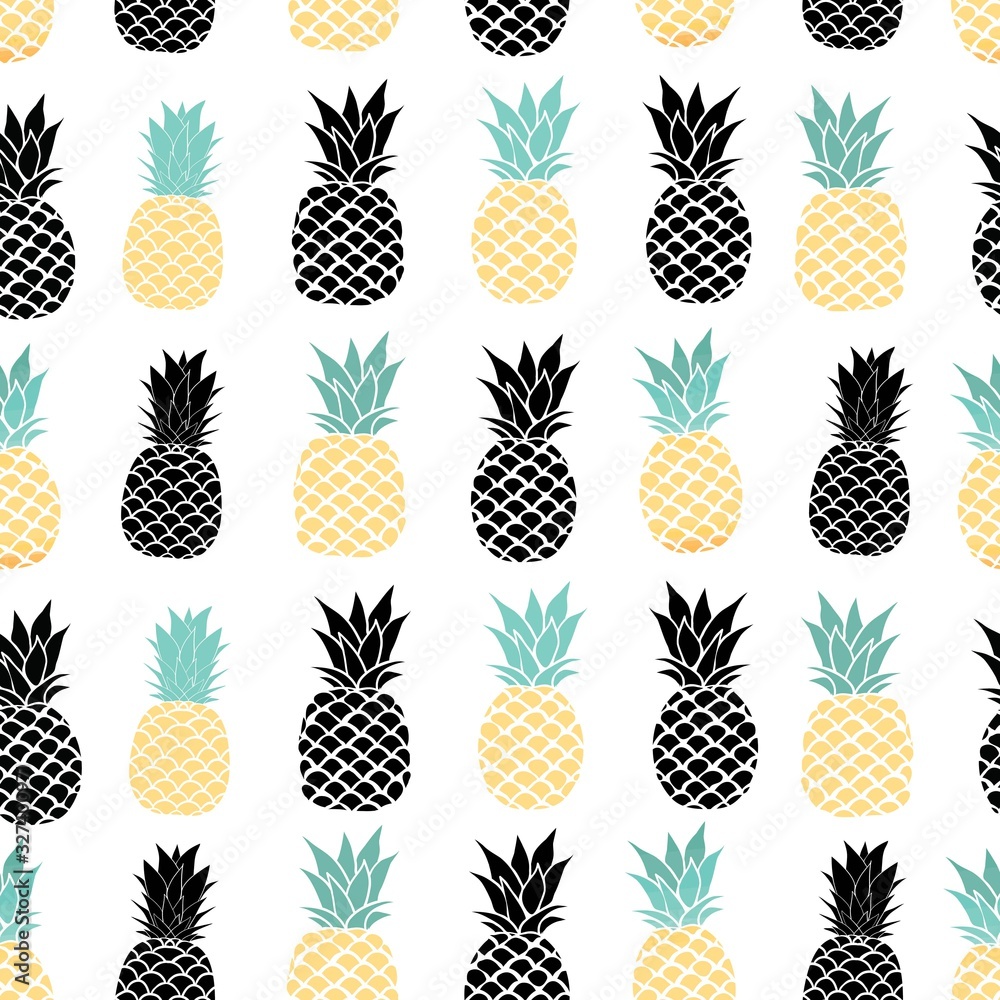 Vector Seamless Pattern with Pineapples Vector Seamless Pattern with Pineapples