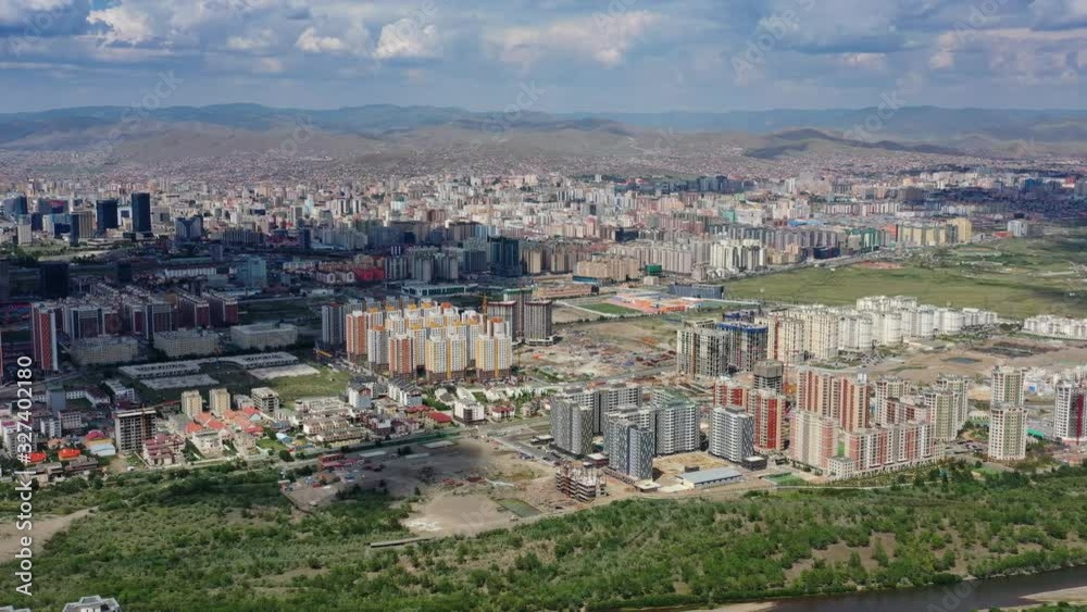 Aerial view of Ulaanbaatar city and Memorial on Zaisan Tolgoi, Mongolia, 4k Aerial view of Ulaanbaatar city and Memorial on Zaisan Tolgoi, Mongolia, 4k